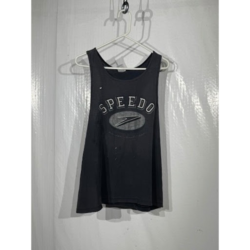VTG 90s Speedo Tank Top Power Volley Dept Single Stitch Gray Mens Large USA Made